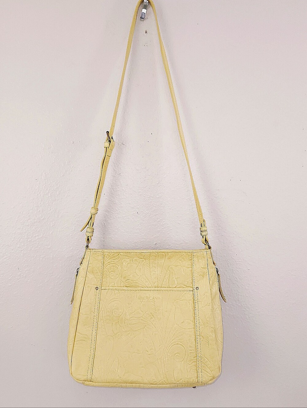 New! American Leather CO Austin Tooled Floral Convertible Shoulder Crossbody Bag